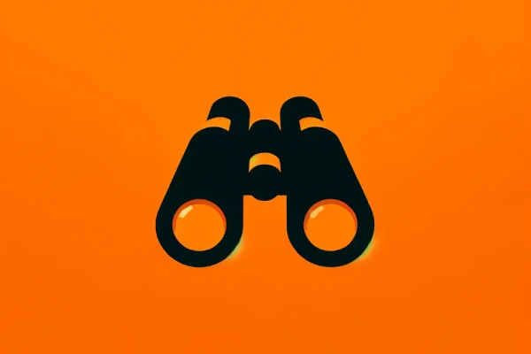 Binoculars on an orange background